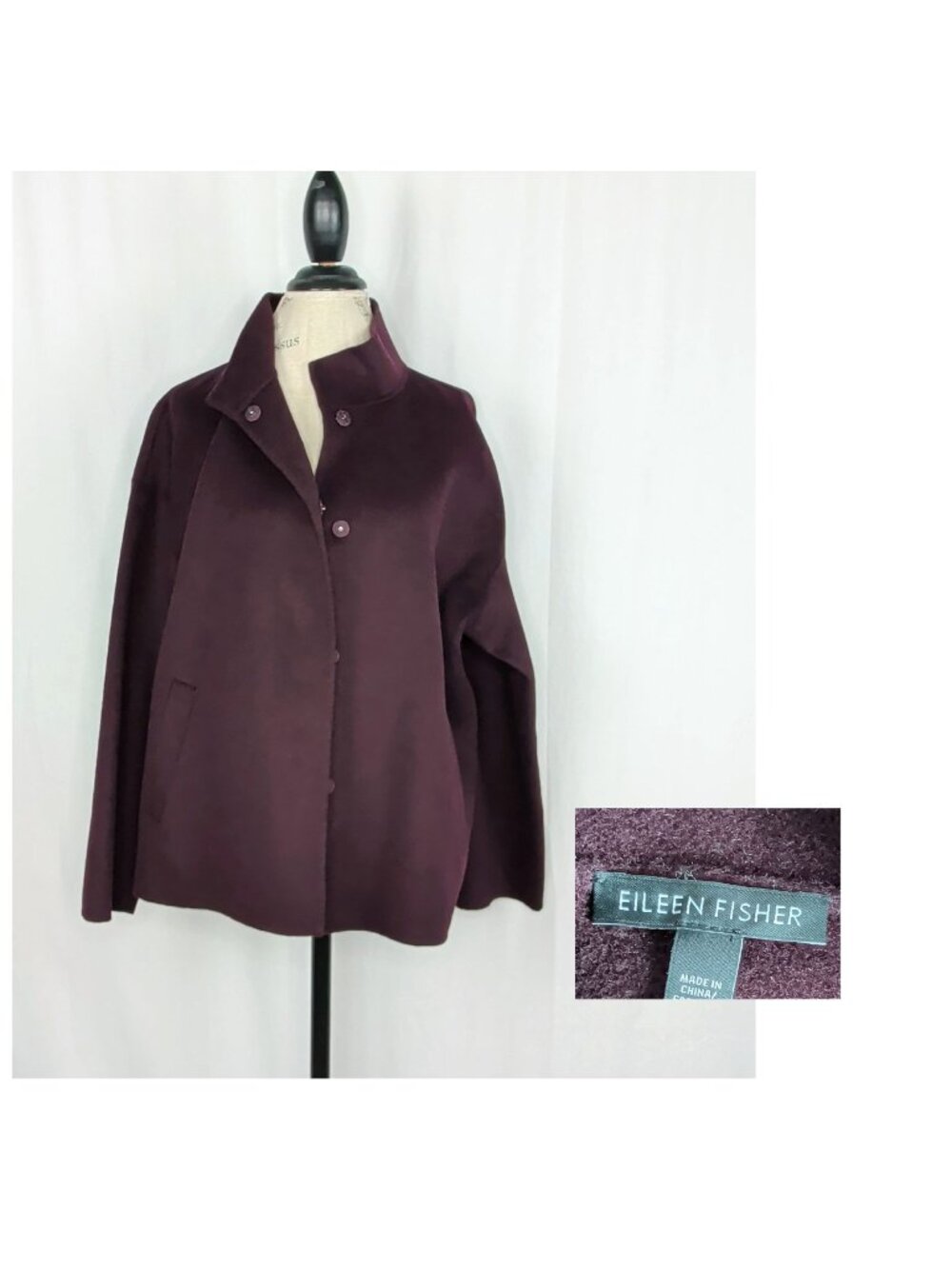 Eileen Fisher Purple Jacket Medium Wool Cashmere